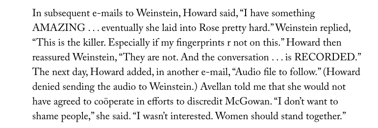 An excerpt from Ronan Farrow's article, "Harvey Weinstein’s Army of Spies."