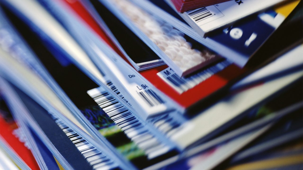 stack of print magazines